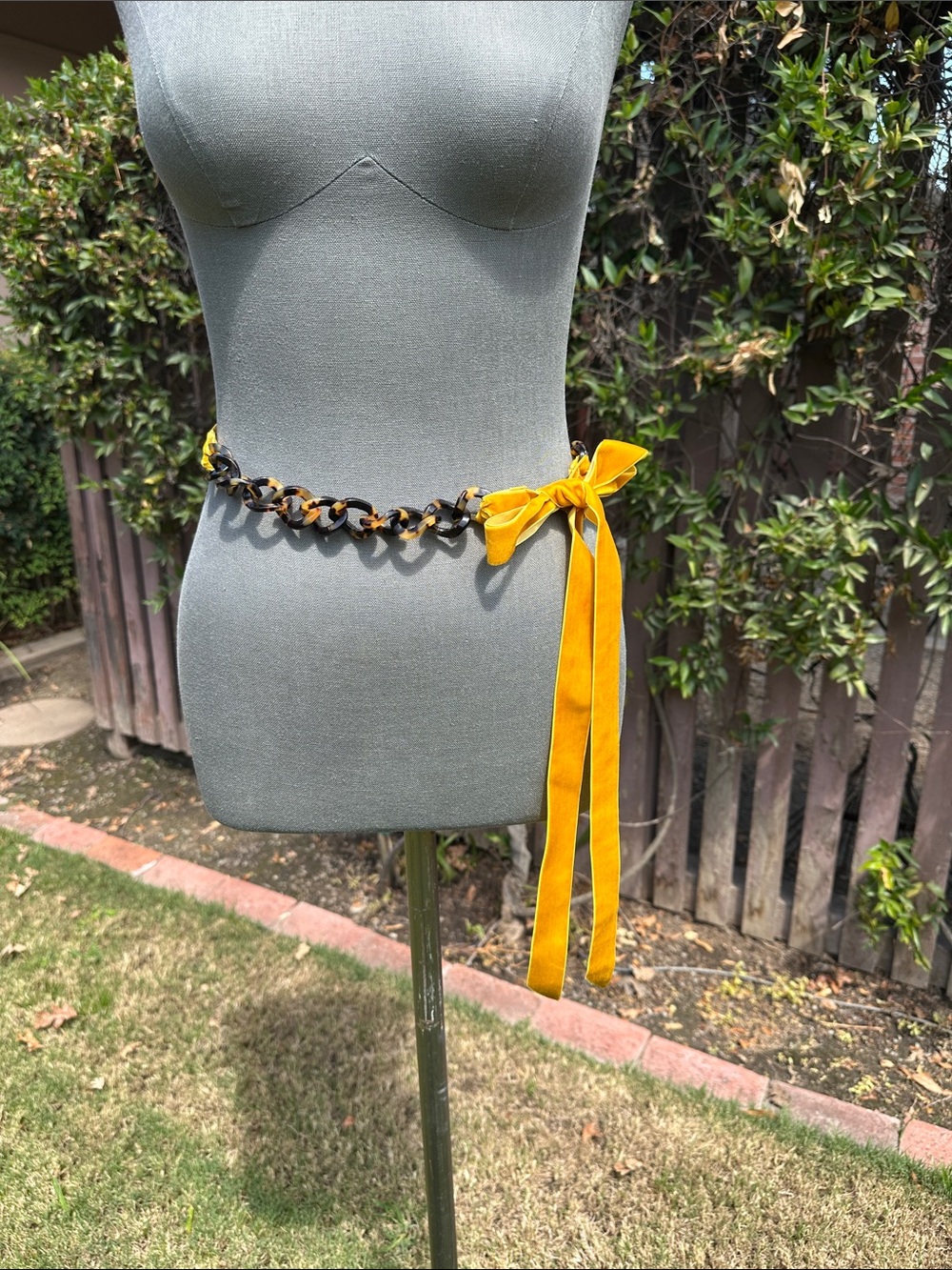 J Crew NWOT  Mustard Yellow, Cranberry, & Black Ribbon Chain Waist Belts
